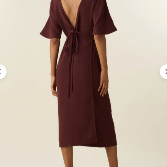 Vetta reversable wrap midi dress- red wine - Picture 8 of 8